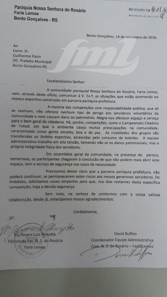 Comunicado da comunidade de Faria Lemos