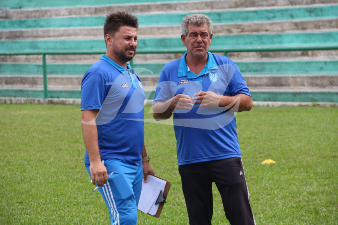 Técnico Márcio Ebert e coordenador da base, Acácio Eggres/Foto: Fabiano Martins/Buda